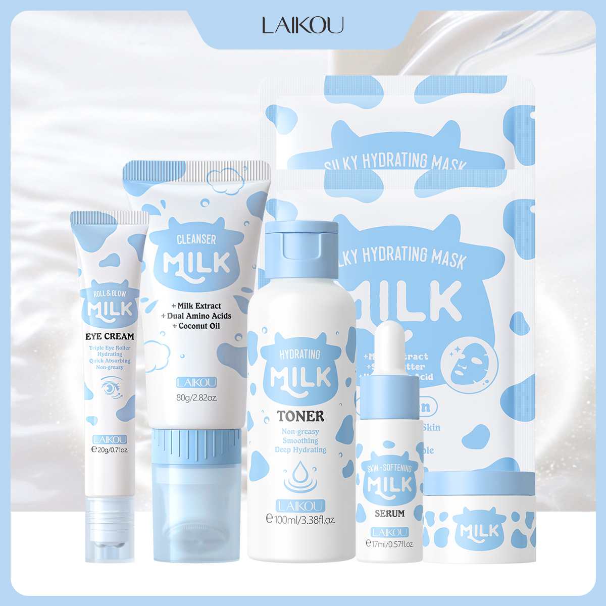 Skincare Glow - LAIKOU 6Pcs Set Perawatan Kulit Susu
